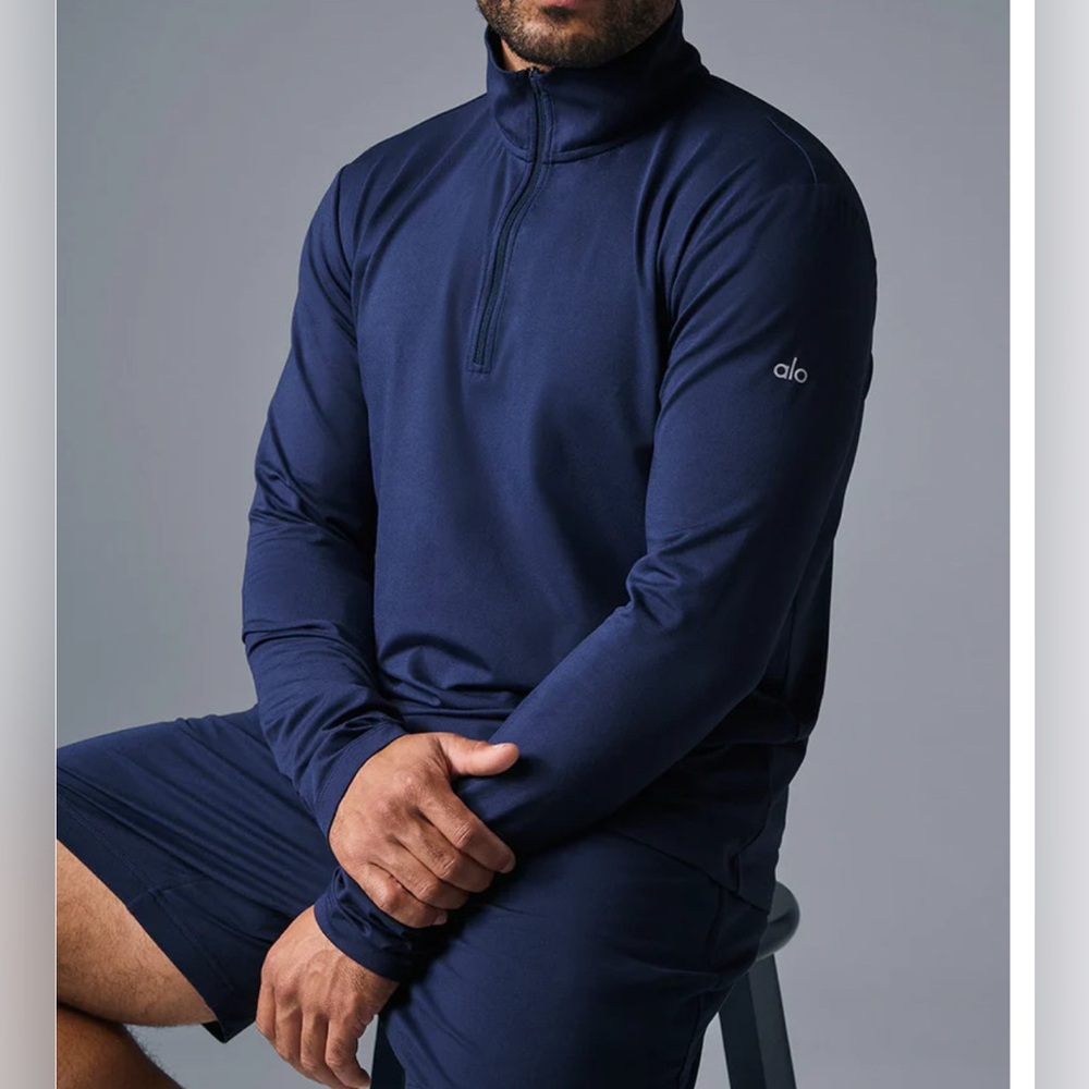 Alo Men’s Conquer 1/4 Zip Reform Long Sleeve | color: navy | size M